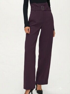 Aritzia Babaton High Waisted Wide Leg Professional Dress Pants Sz 6 *BELT ABSENT